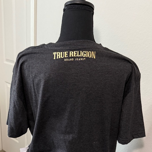 Men’s True Religion Charcoal Tee with Gold Accents - Picture 2 of 4